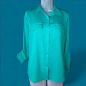 Apt.9 Button Down Ribbed Blouse Small
